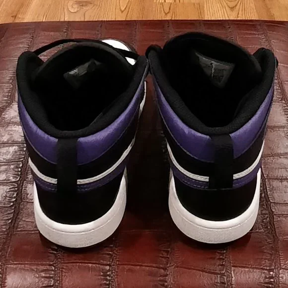 Air Jordan 1 Mid Kid's PS Dark Iris Black Purple White 640734-095 Size 2.5Y - Picture 5 of 8